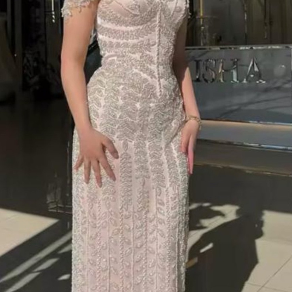 Elegant Cream Beaded Dress CUSTOM MADE, has bra pads! Beautiful and gorguess!